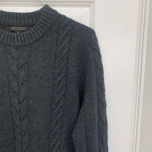 Mens Banana Republic Cable Knit Sweater Grey Medium Italian Yard